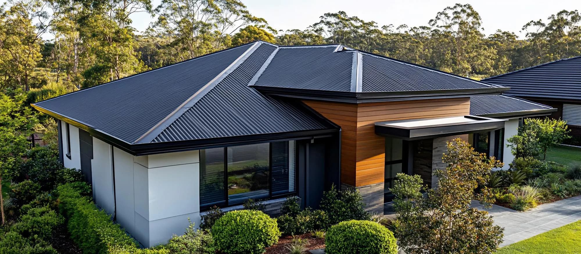 Modern home with metal roof